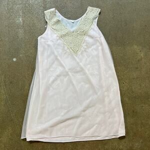 70s Baby Pink Shift Sheer Slip Dress